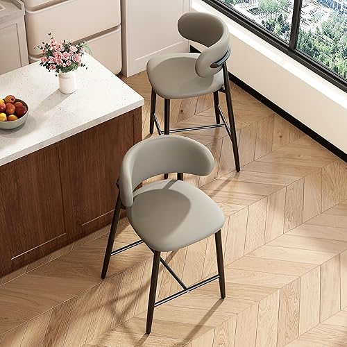 Vista 32 de Juego de 6 sillas de comedor de cocina modernas de lino suave estilo granja con patas de metal, Beige/Nogal Lino Beige/Nogal de 18 pulgadas,18