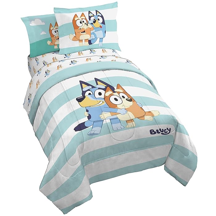 Buy Jay Franco Bluey & Bingo 5 Piece Twin Size Bed Set Includes Comforter & Sheet Set Super