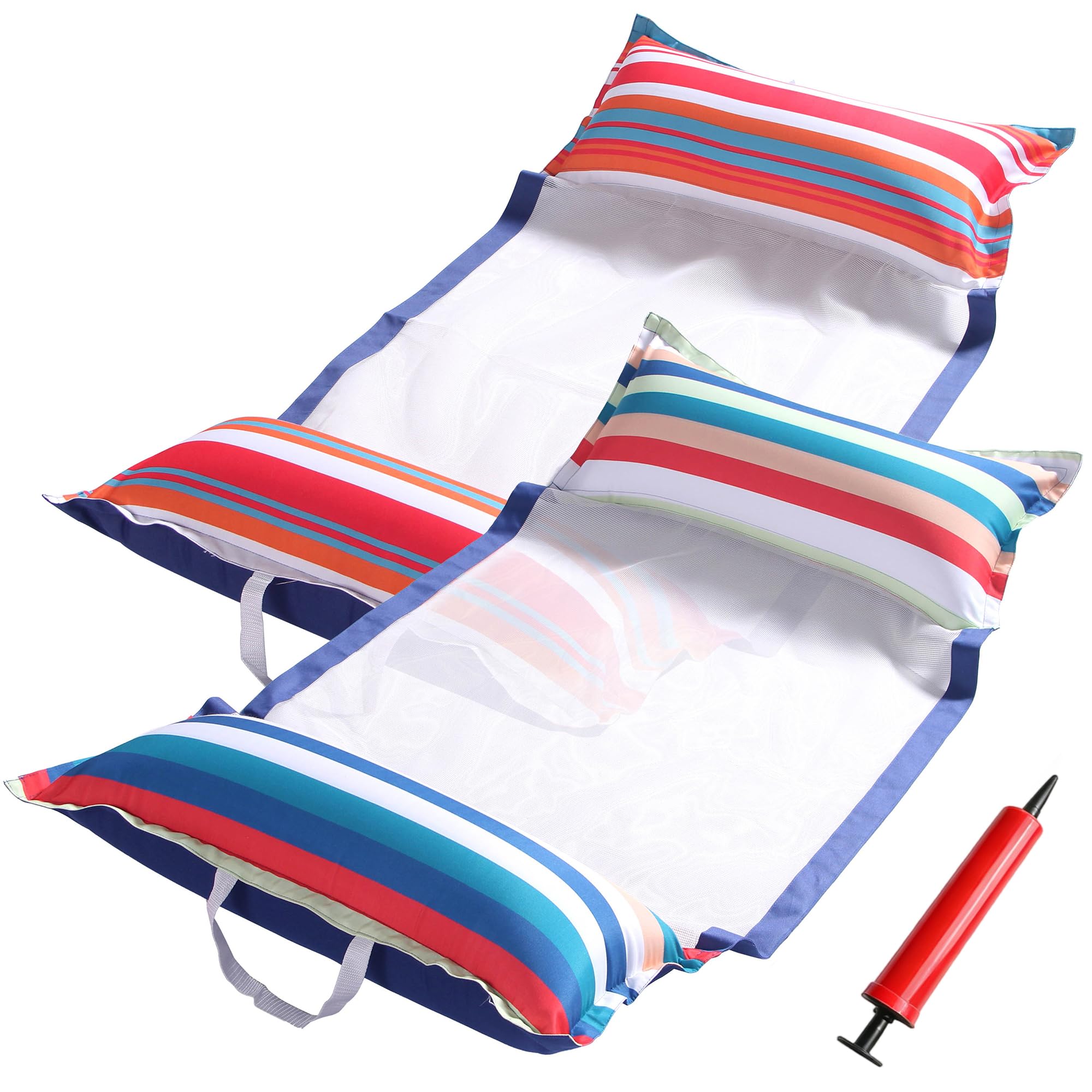 FindUWill Fabric Pool Hammock Floats, XL, 2Pack Inflatable Water Hammocks Floaties 4-in-1 (Saddle, Lounge Chair, Hammock, Drifter), Pool Float Lounger for Adults