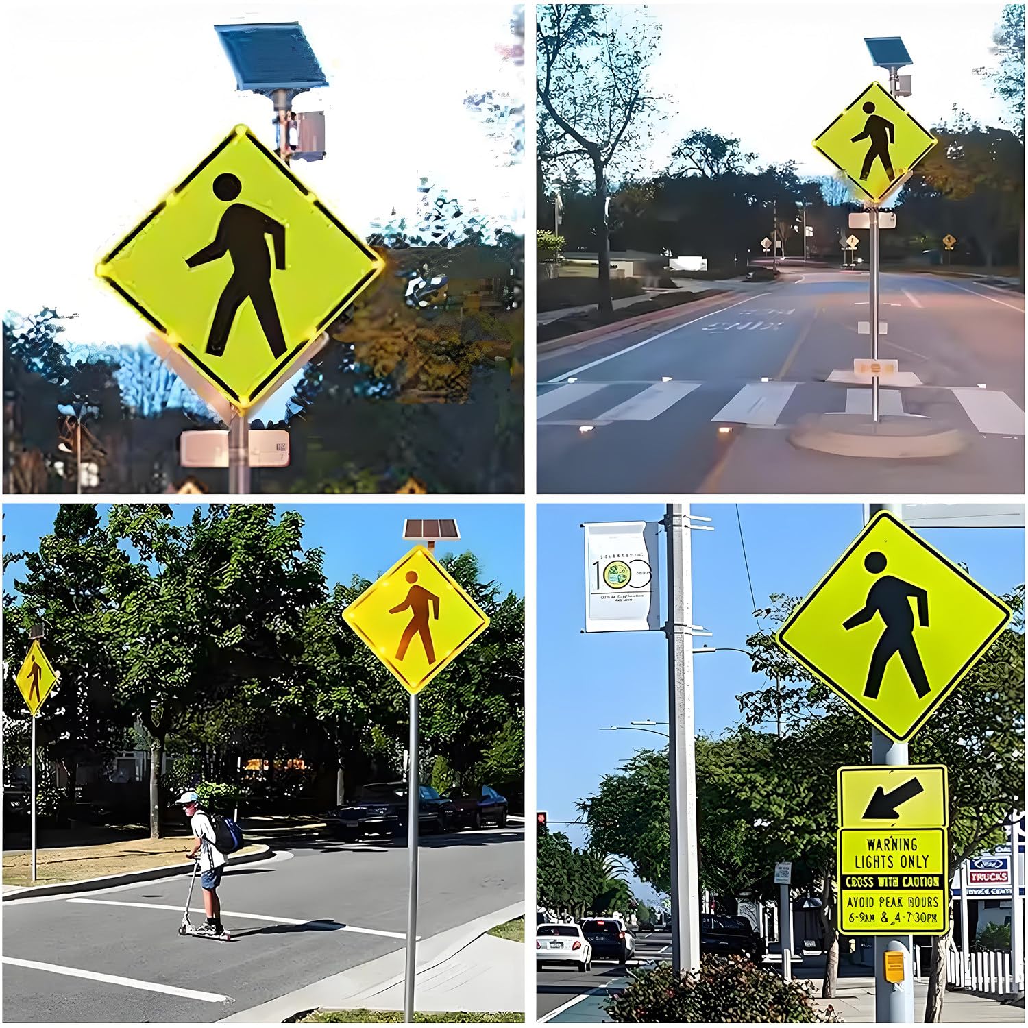 Señal solar de cruce peatonal, señal LED de advertencia de tráfico, señal de seguridad de calle intermitente de aluminio de 24 pulgadas, señal de alerta de carretera peatonal para una mayor