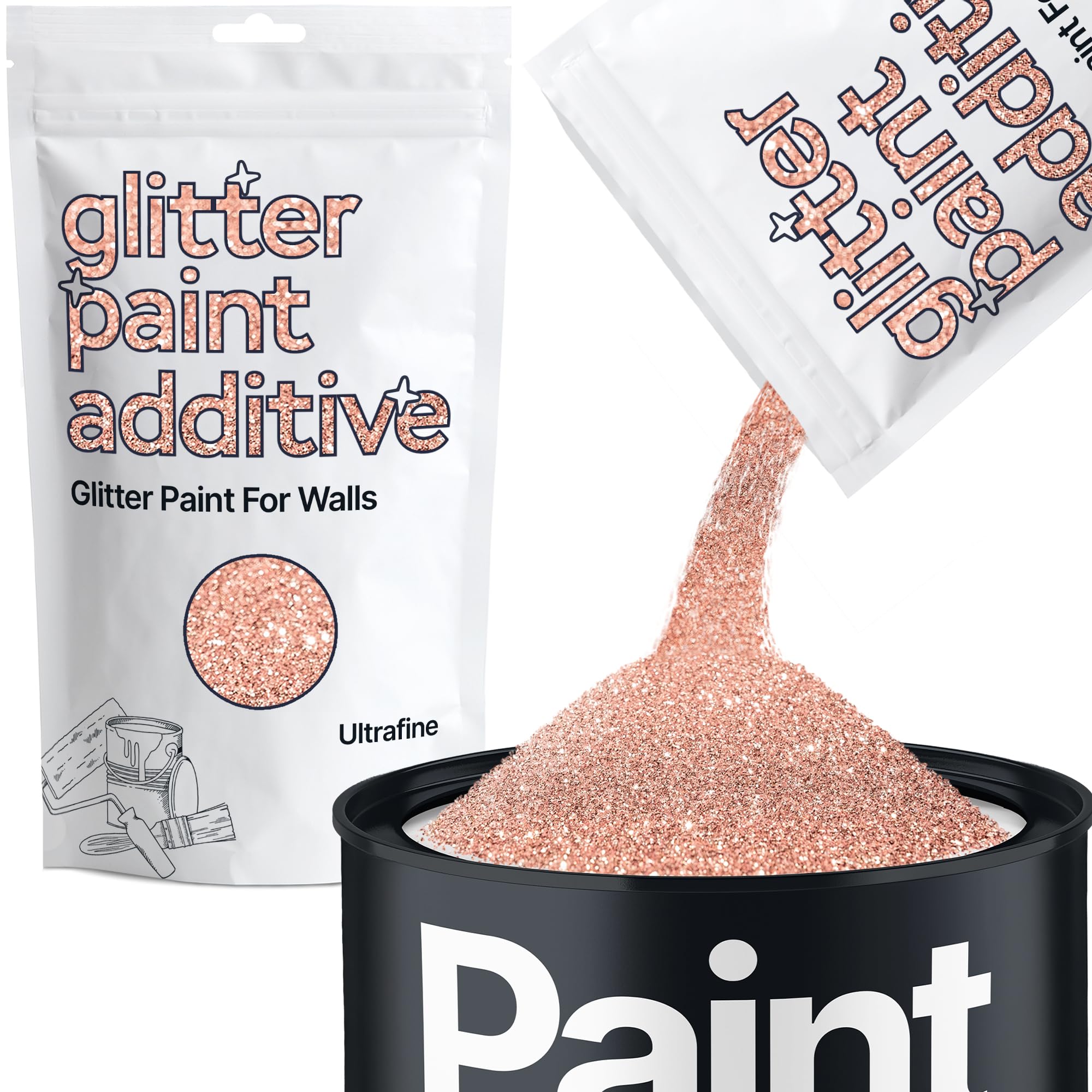 Hemway Glitter Paint Additive Crystals for Acrylic Emulsion Paint, Interior & Exterior Walls, Wood, Varnish, Matt, Gloss, Furniture 100g / 3.5oz -
