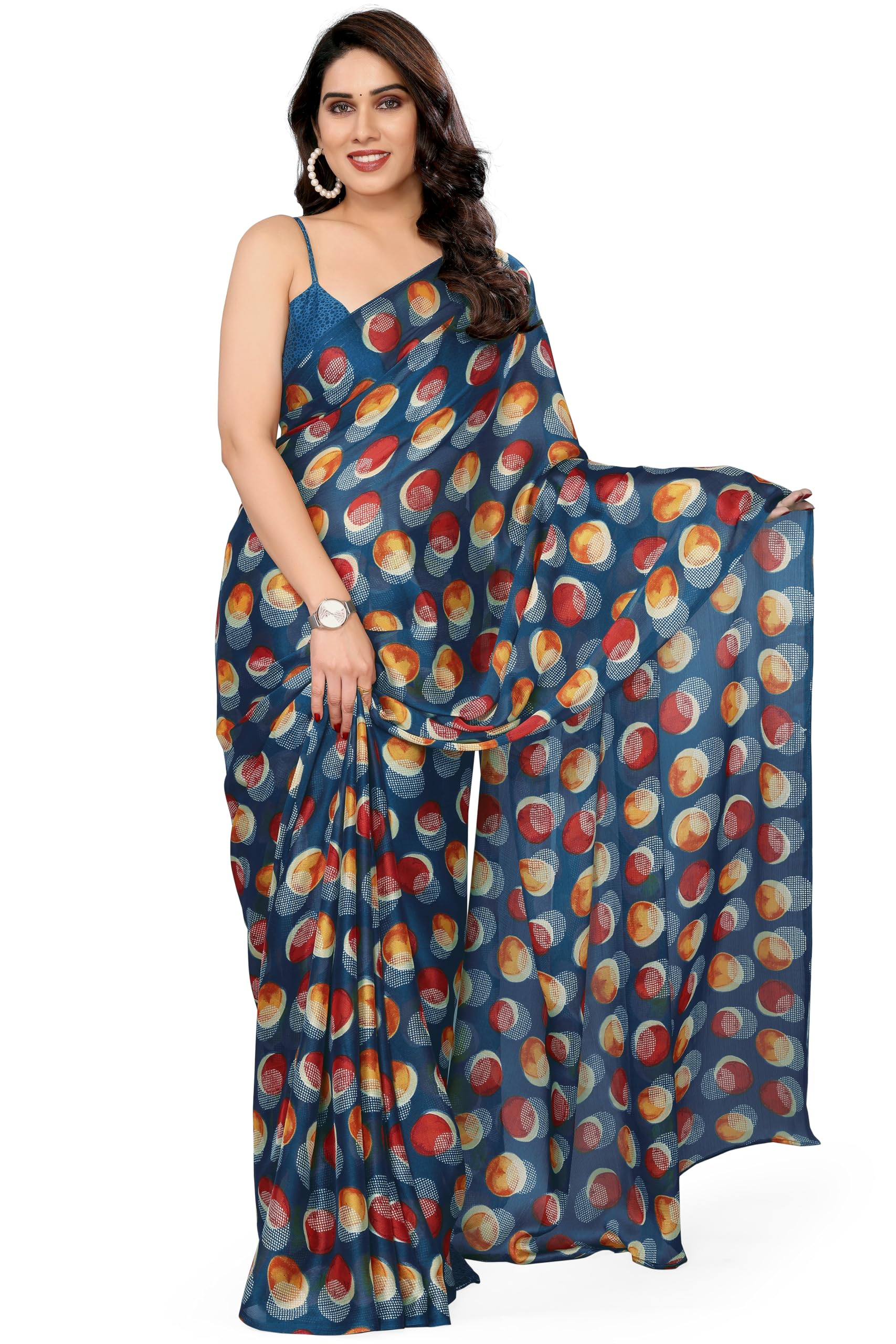 MIRCHI FASHION Women's Stylish Ethnic Chiffon Leheriya Printed Saree with Blouse Piece