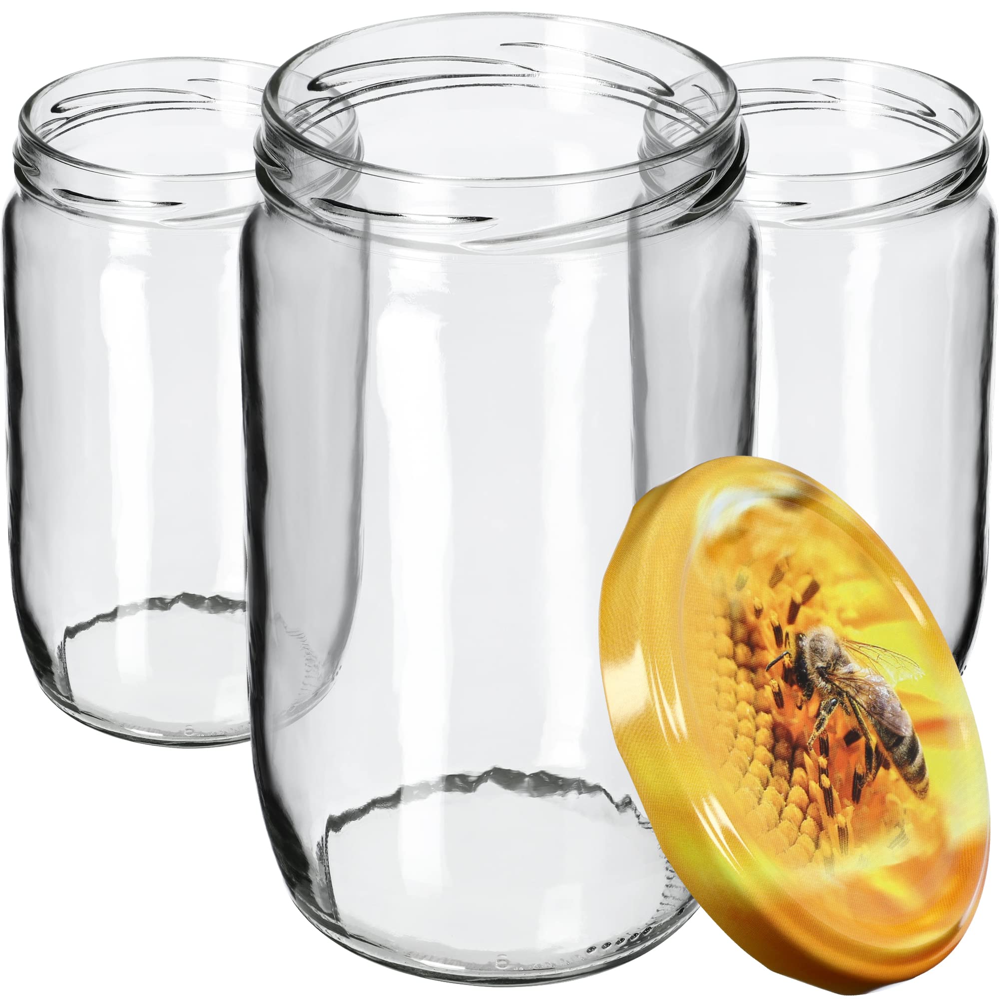 KADAX Lot de 48 grands bocaux en verre 720ml Ø82 – couvercle à vis hermétique, pour conserves, cornichons, légumes lacto-fermentés et confitures maison