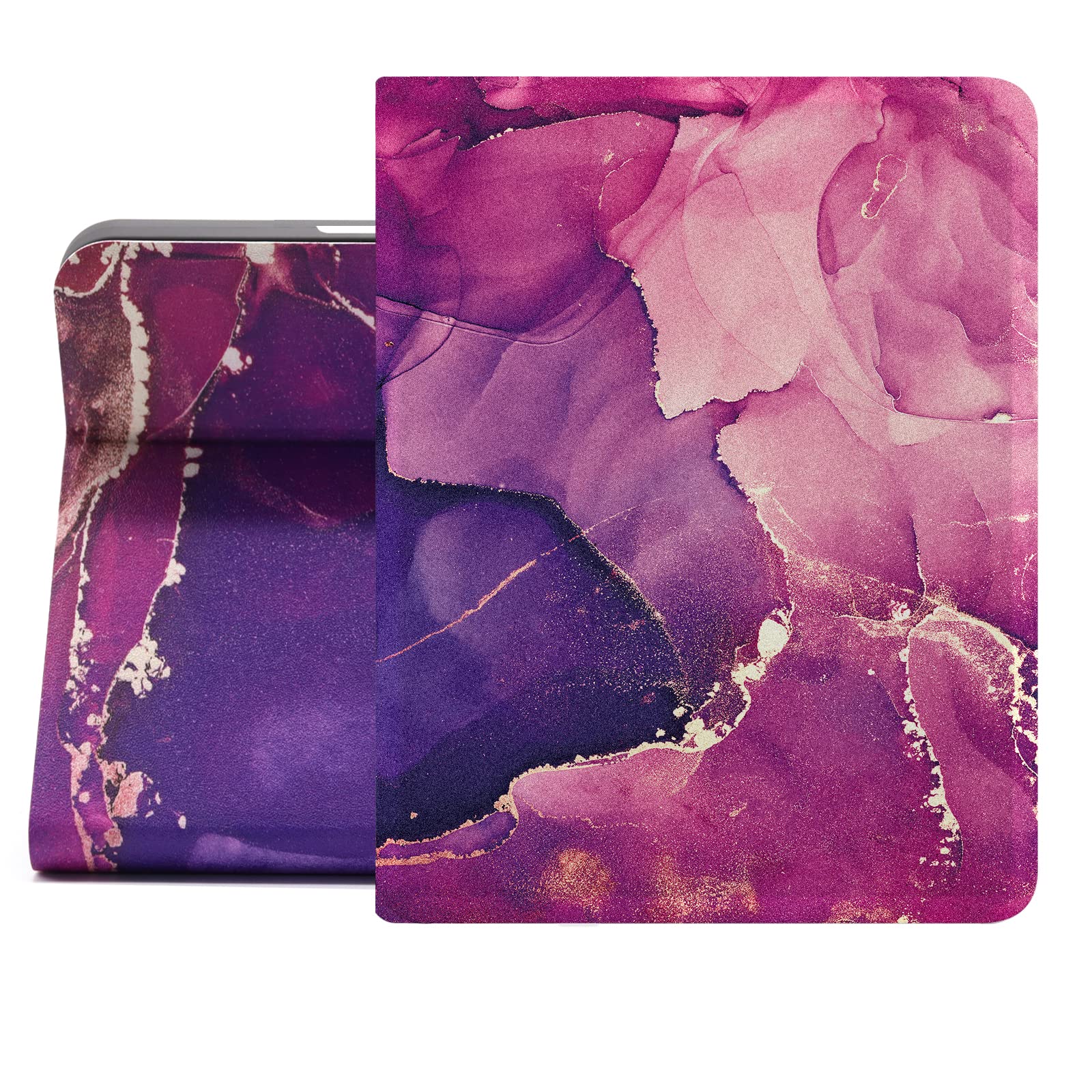 Berkin ArtsCompatible with iPad 10th Generation Case 2022 (10.9 Inch) Case A2757/A2696/A2777 Folio Case Premium Leather Cover Synchromism Mauve Cinnabar Cyan Paper Marbling