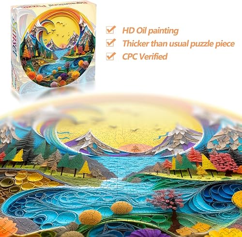 Miniatura 8 de Bgraamiens Rompecabezas de papel Quilling Montañas y ríos - 1000 piezas de papel Quilling Art Puzzle Color Challenge rompecabezas para adultos y