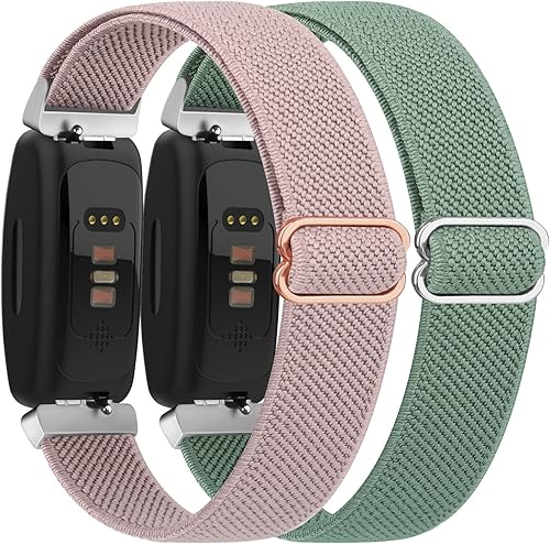 Paquete de 2 bandas elásticas para Fitbit Inspire 2, pulsera deportiva de repuesto ajustable de nailon suave elástico para Inspire 2, InspireInspire