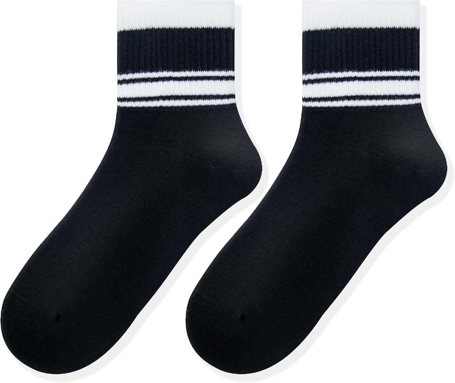 Women's Black & White Contrast Cotton Boat Socks Comfortable Casual Athletic Style Everyday Short Socks (5 Pairs/Box) - Image 5