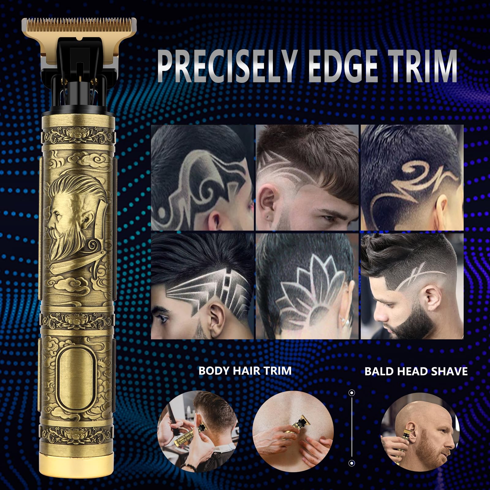 Tondeuse Barbe Homme,Tondeuse Cheveux Professionnel Rasoir Barbe Electriques Tondeuse Barbe et Cheveux Homme Tondeuse de Finition Kit Tondeuse de Précision Rechargeable Domestique et Salon de Coiffure