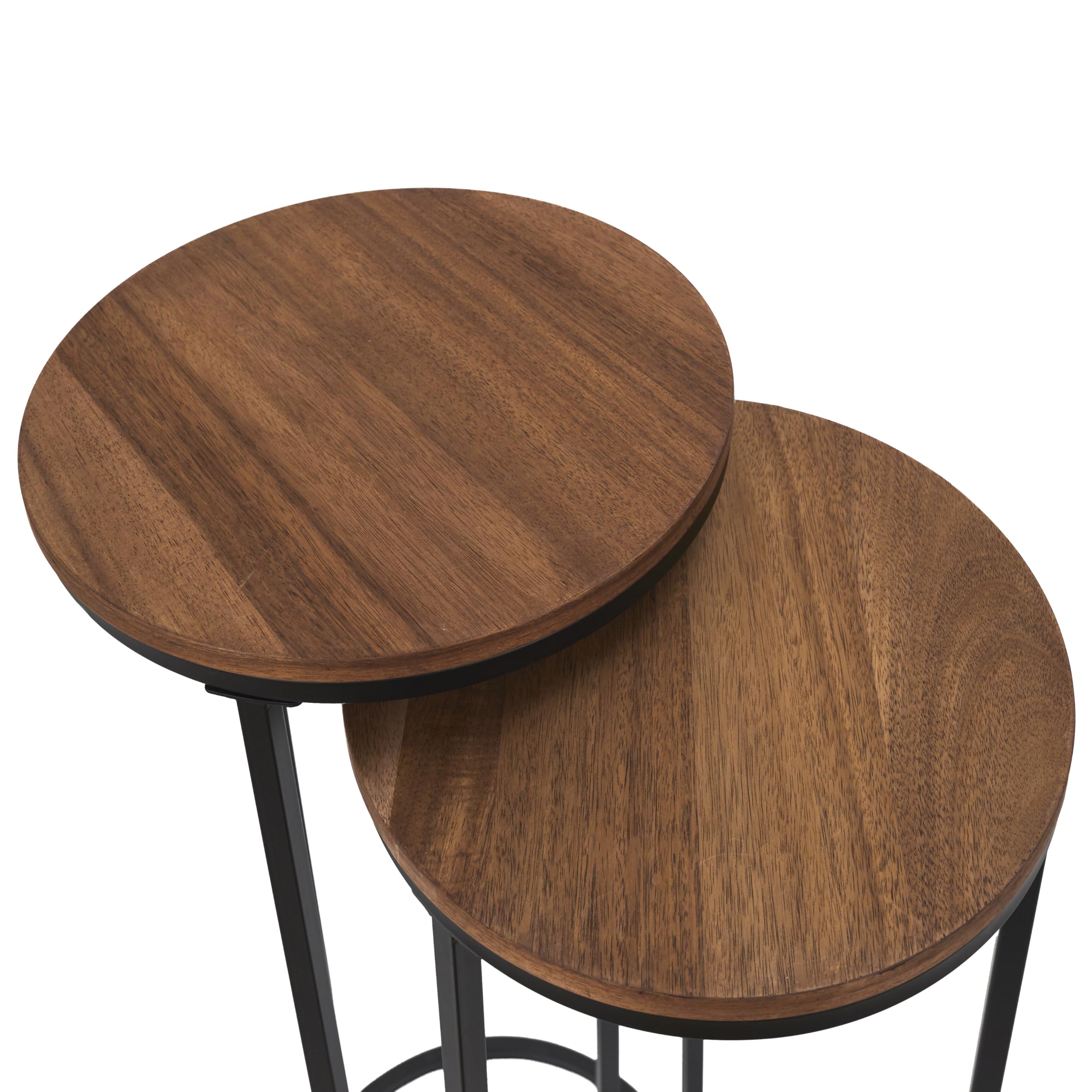 HOME DECO FACTORY Lot de 2 Sellettes Gigognes Softness Table et Bureau Noir | Lot de 2 sellettes gigognes, collection Softness, table d'appoint et bureau, gain de place, 32,5x80x32,5 cm, noir et marron