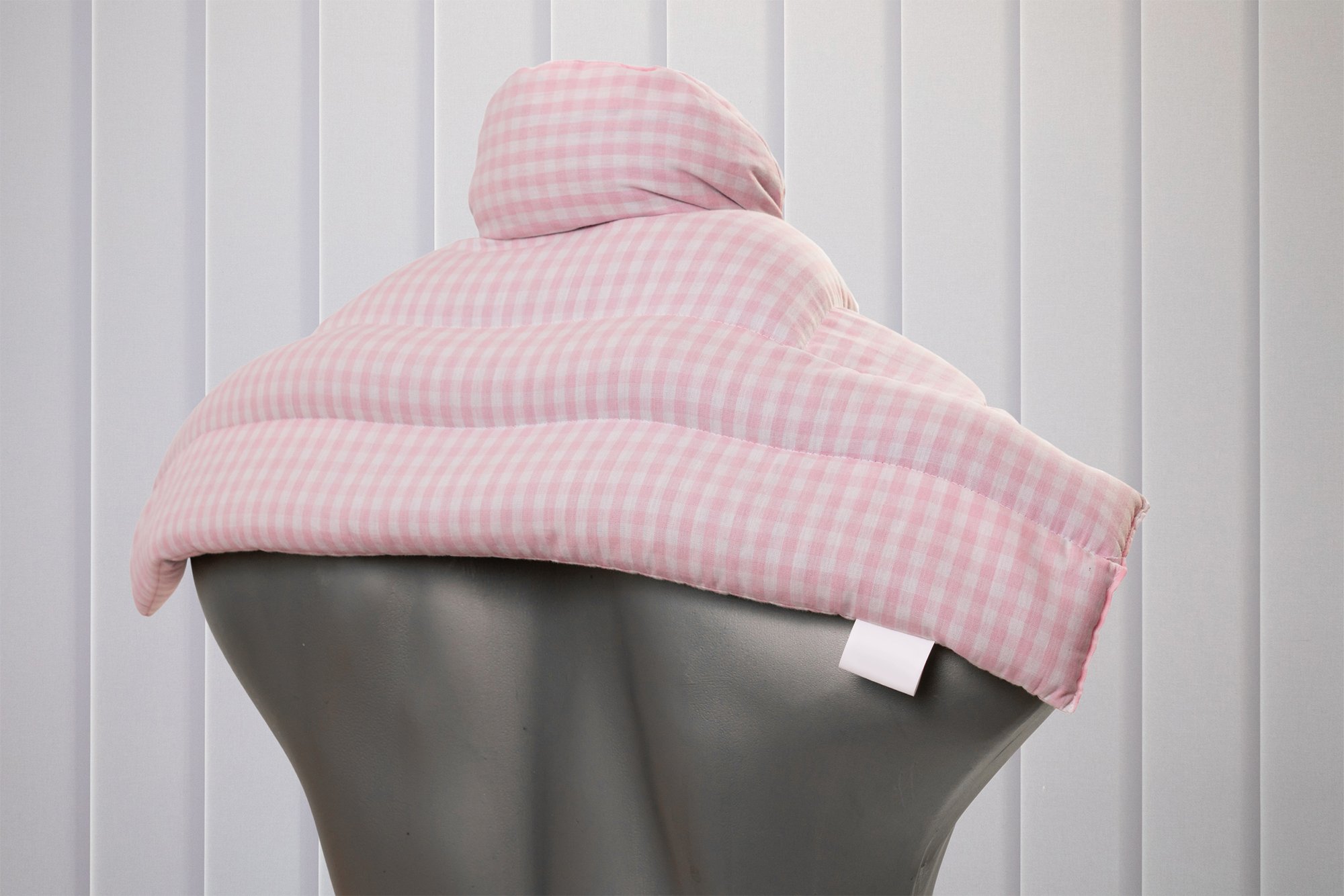 Cuscino termico cervicale XL per collo, spalle e schiena - Cuscino termico con semi di uva - rosa-bianco - Cotone bio/organico