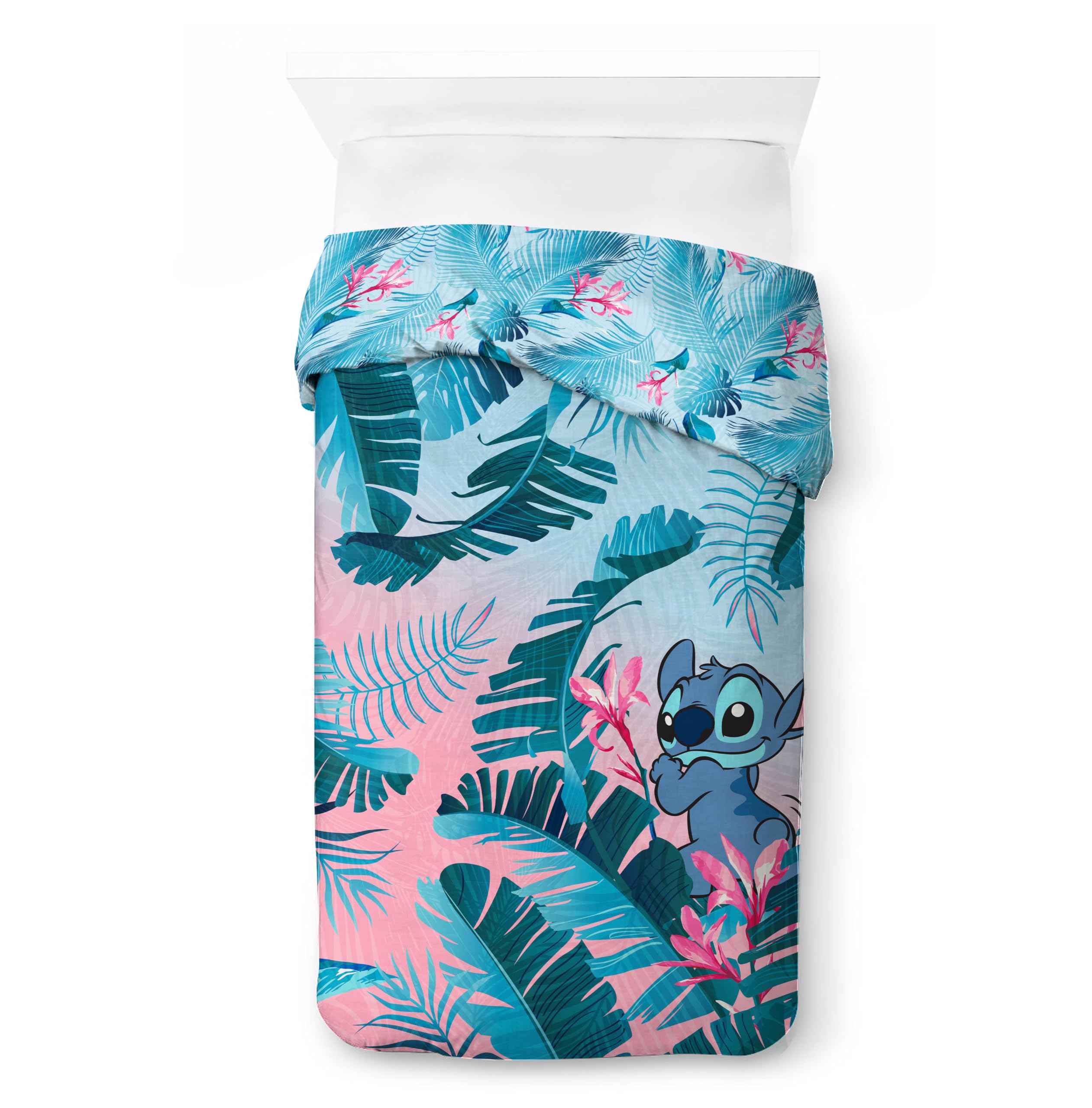 Jay Franco Disney Lilo & Stitch Floral 100% Cotton Single Duvet Cover Set - Includes 50 x 70cm Pillowcase - Image 2