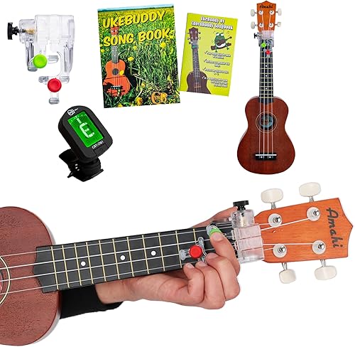 Chord Buddy Ukebuddy Sistema de aprendizaje de ukelele todo en uno para principiantes, niños, adolescentes y adultos, incluye ukelele, afinador, 2