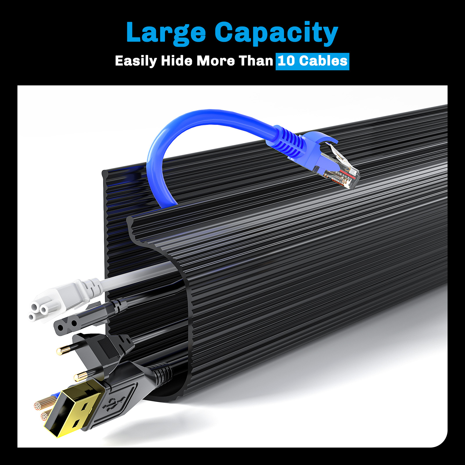 Cable Management Under Desk 31.5'' J Channel Cable Raceway, Super Easy