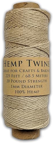 Bobina de cuerda de cáñamo, 225 pies de 0.039 in, cordón de cuentas naturales 100% de cáñamo en tu elección de color (natural) - Resistencia de