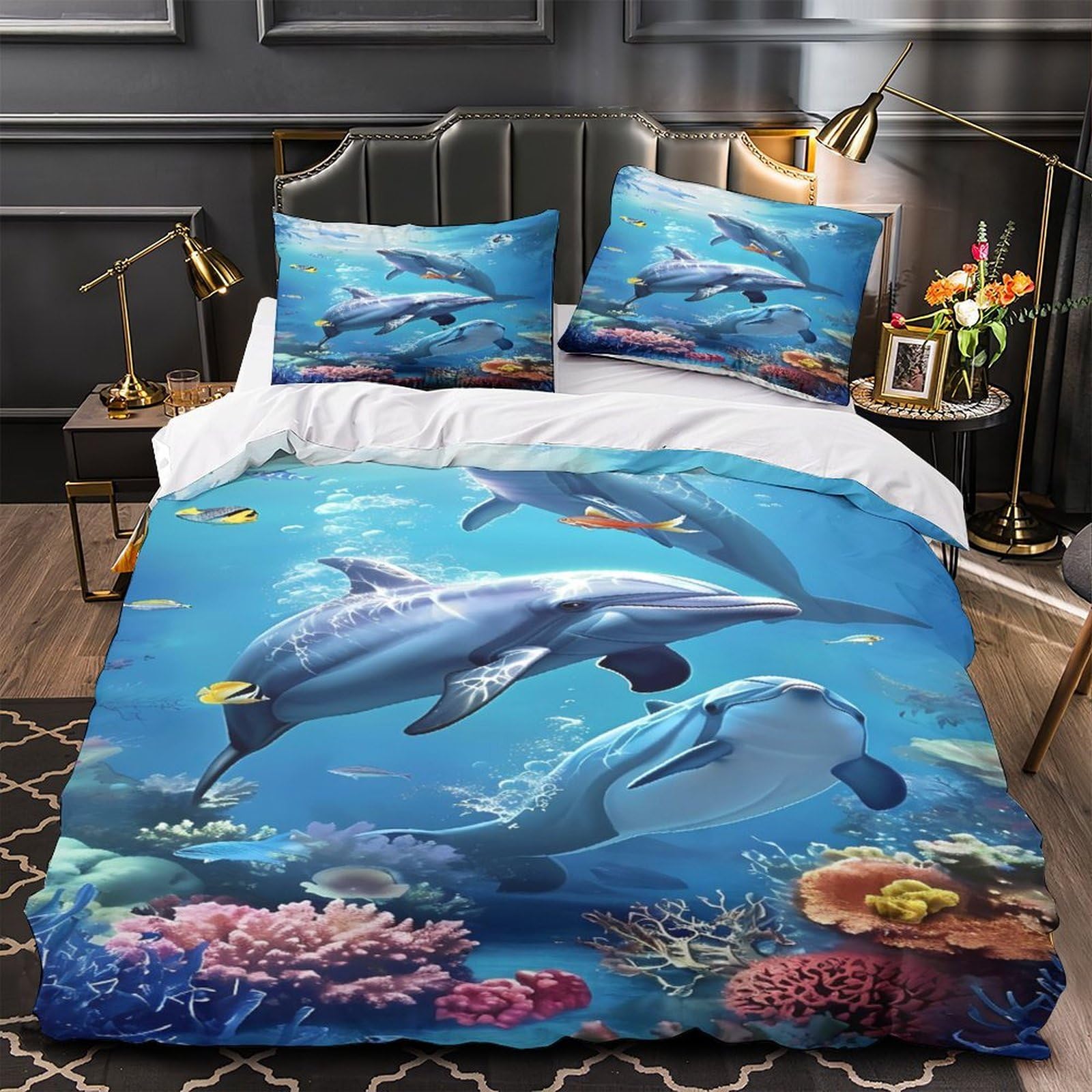Housse de couette dauphin pour une chambre style ocean et nature