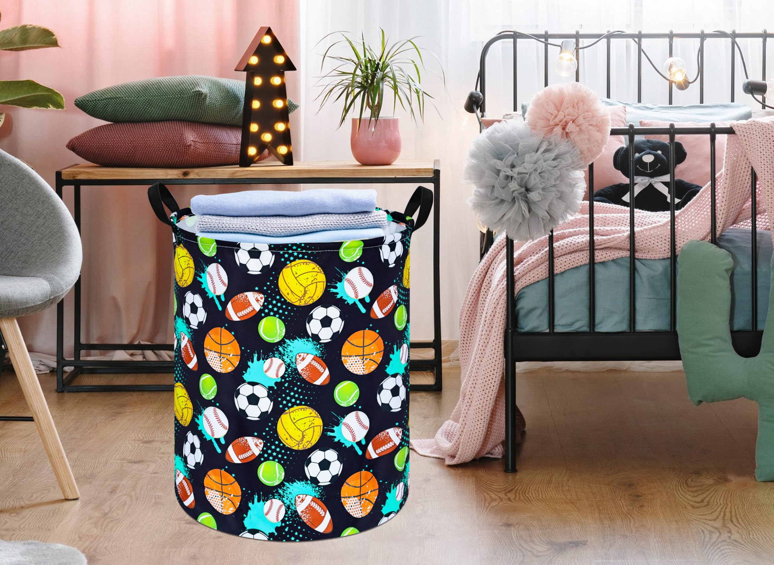 KUNRO Laundry Basket Nursery Hamper Kids Storage Bin Baby Toy Organizer Box Gift Basket for Room Decor