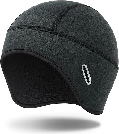 MELASA Winter Helmet Liner Skull Cap, Fleece Lined Warm Cycling Cap with Glasses Holes, Thermal Hat Beanie for Men Women
