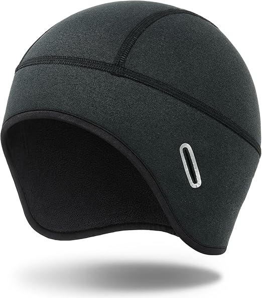 MELASA Winter Helmet Liner Skull Cap, Fleece Lined Warm Cycling Cap with Glasses Holes, Thermal Hat Beanie for Men Women