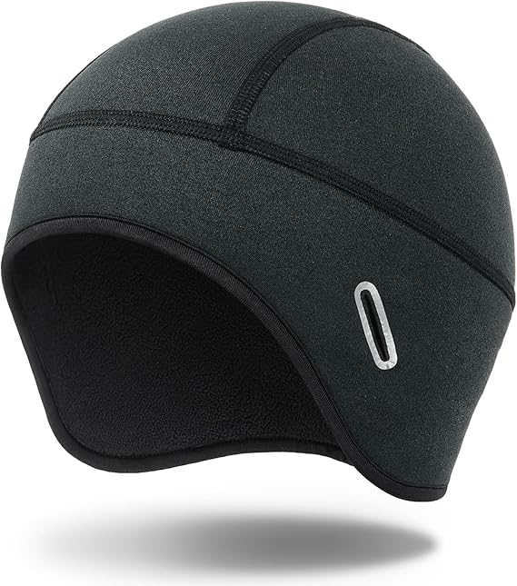 MELASA Winter Helmet Liner Skull Cap, Fleece Lined Warm Cycling Cap with Glasses Holes, Thermal Hat Beanie for Men Women