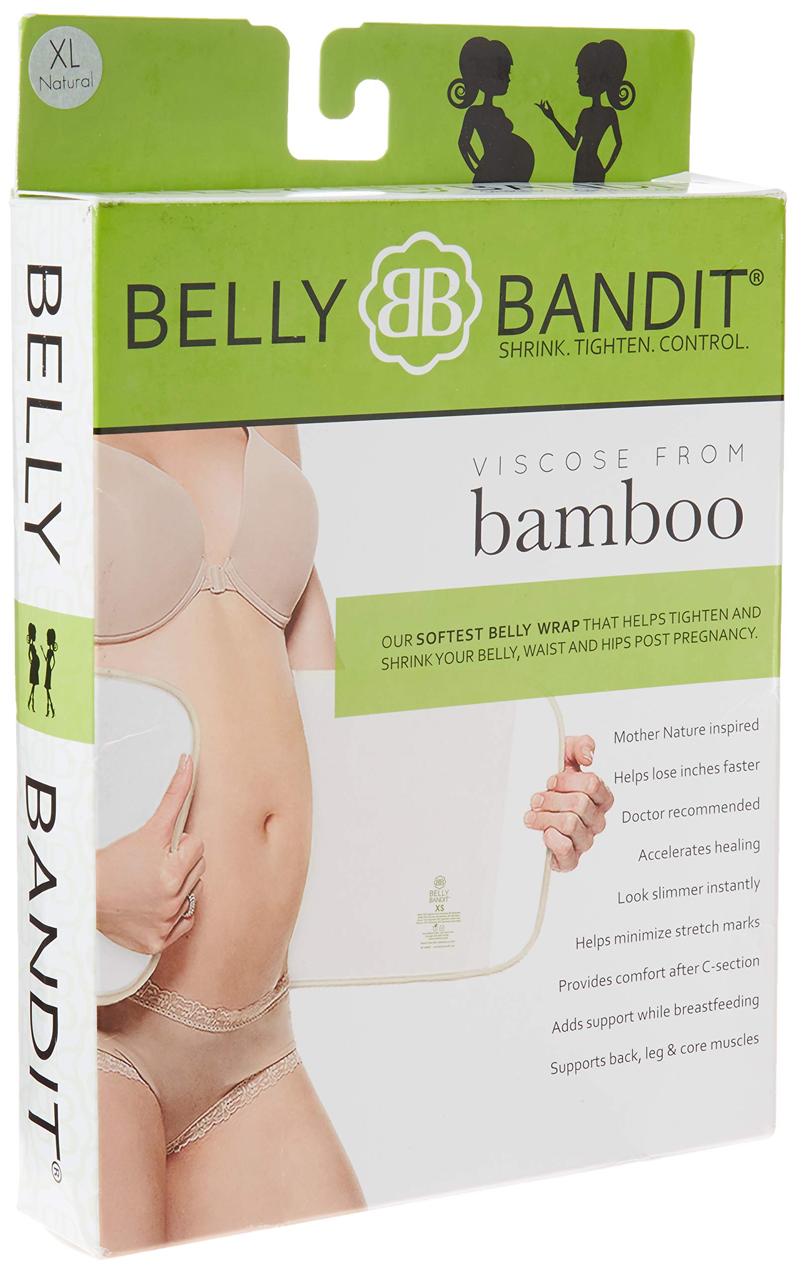 Belly Bandit Viscose From Bamboo Belly Wrap - Our Softest Postpartum Belly Wrap Covered in Bamboo Viscose for Comfy & Gentle Coverage on C-Section, Natural, Large