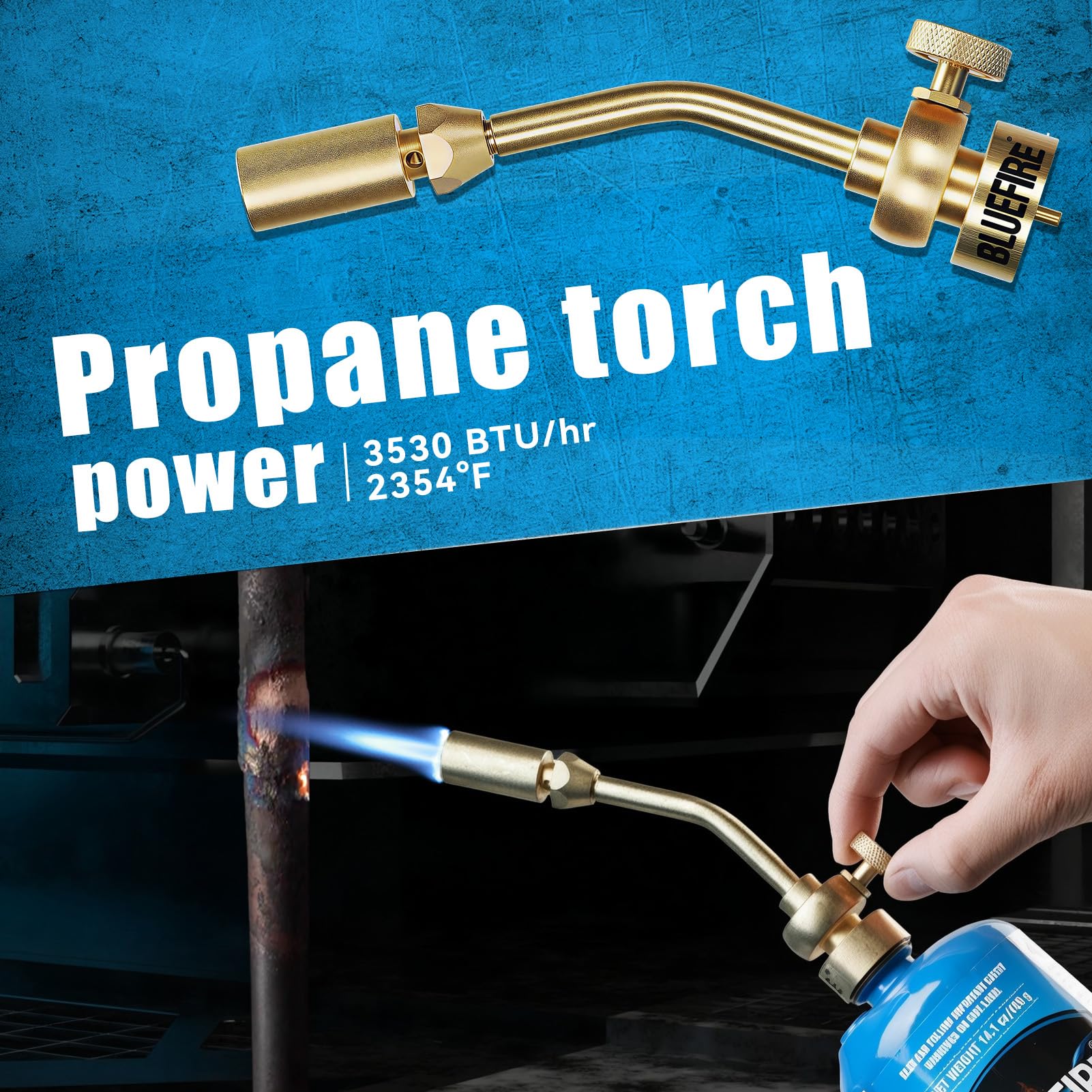 Mr. Torch - Boquilla de cabeza de linterna de latón macizo con llama de gas para soldar, versión metálica completa actualizada, combustible por MAPP/MAP Pro/Propano, certificado CSA
