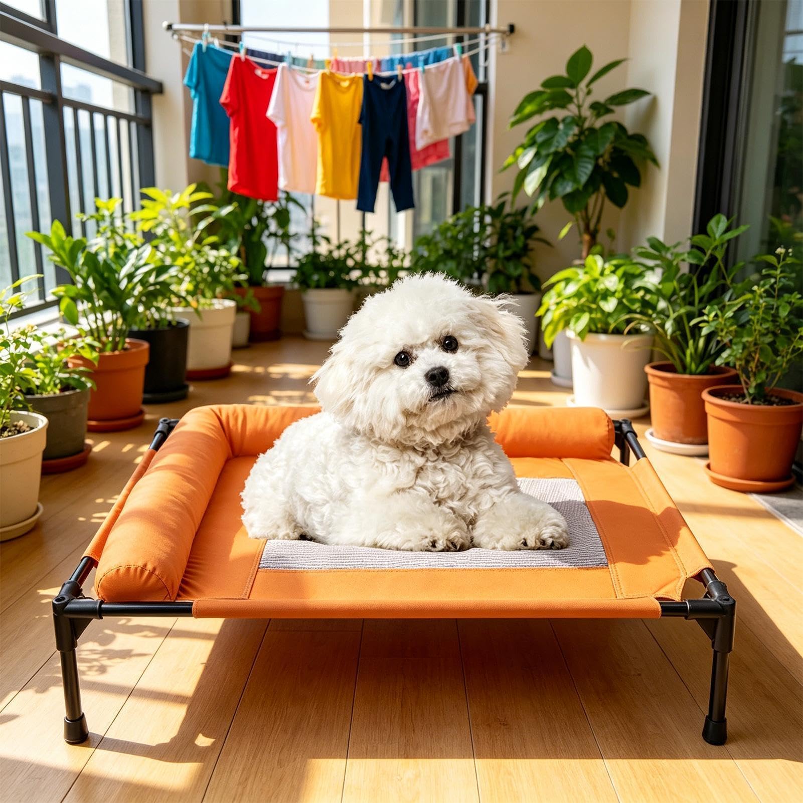 Generico Cuccia Per Cani Divano Lounge Traspirante con Base Antiscivolo | amaca per cani con cuscini laterali imbottiti Per Appartamento Dormitorio Patio Balcone Portico Soggiorno Casa