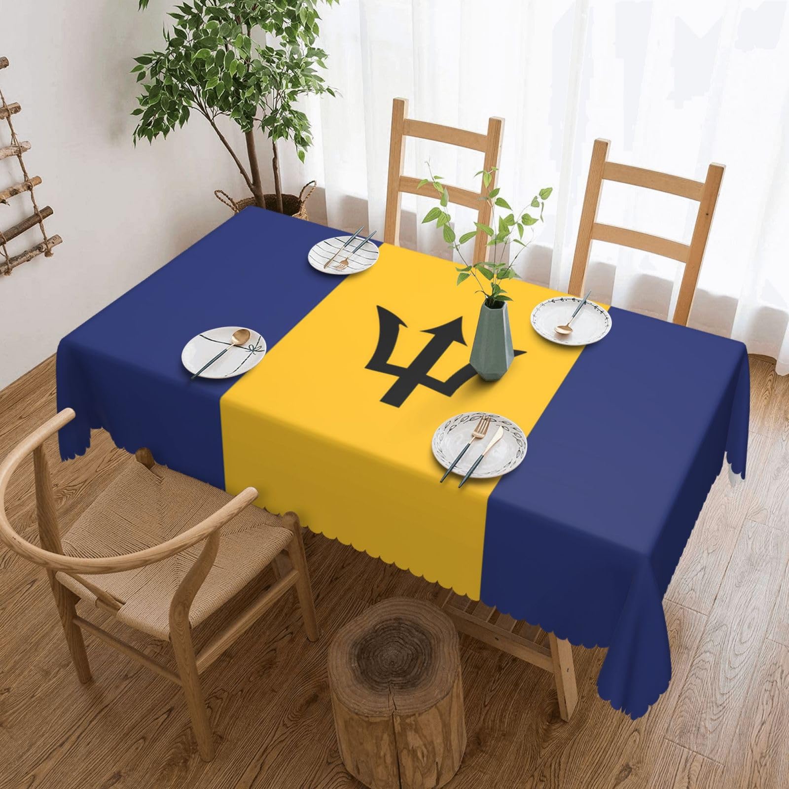 WSSYYBF Flag of Barbados Tablecloth, 54x72 inch square,is elegant and perfect for dining tables,parties and special occasions.