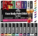 Dmsky 10 Packs Eye Black Sports Stick for Football, Baseball, Softball-Anti-Glare Face Body Paint Stick Kit,Water-Proof Eye Sports Paint Sticks,10 Color Eyeblack Painting Kit for Athletes & Fans