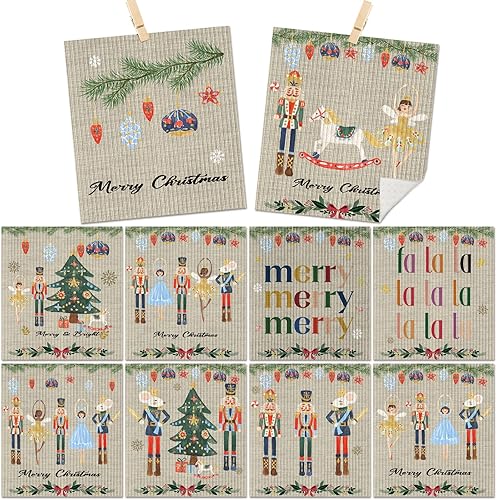 Miniatura 1 de 10 piezas de cascanueces de acuarela sueca, bolas de Navidad, paños de cocina para mesa de cocina, paños de cocina de soldado de ballet,