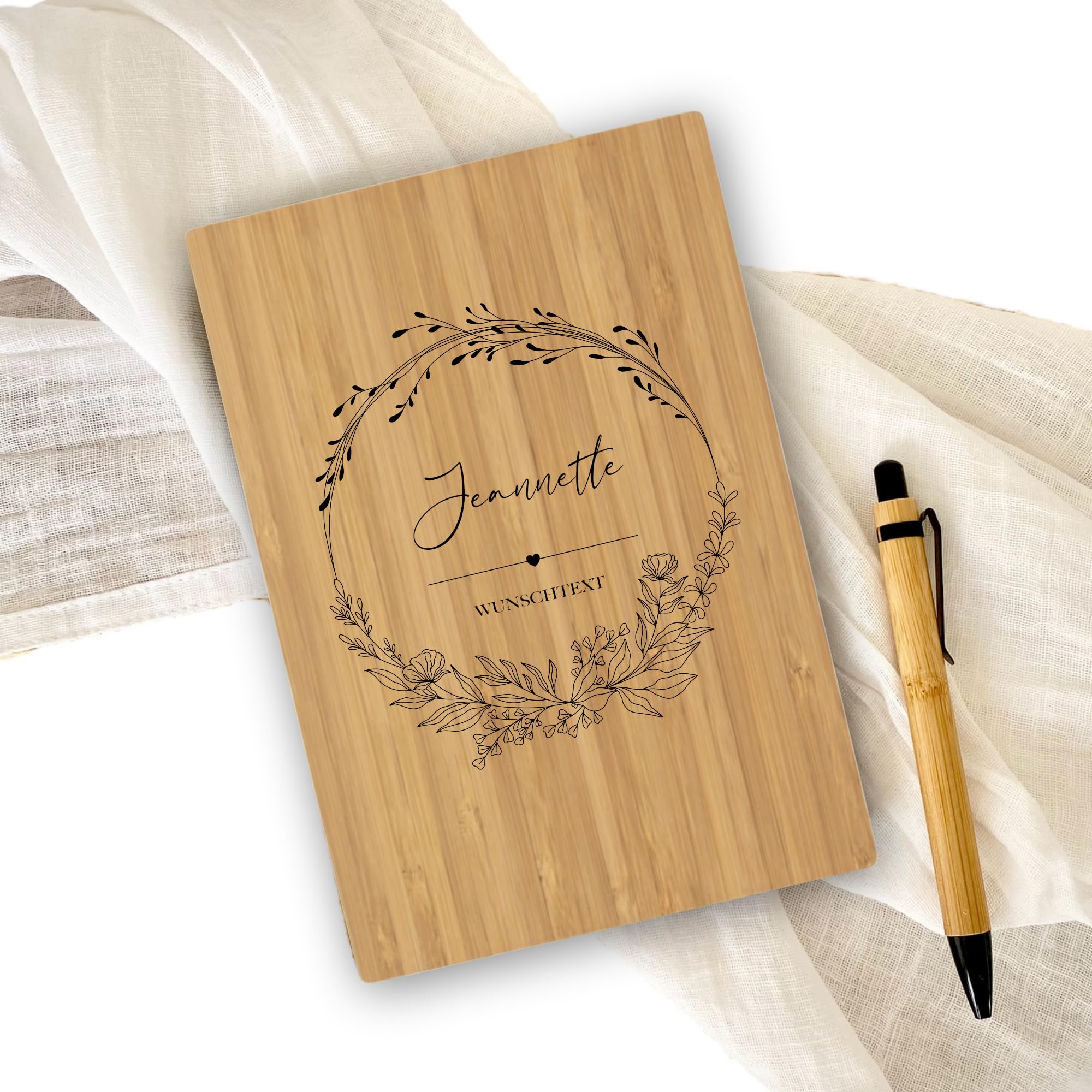 Manufaktur Liebevoll I Notizbuch personalisiert Tagebuch mit Namen A5 personalisiert Journal Mädchen Frauen Teenager Geschenk Notizbuch Bullet Journal Geschenkset Kugelschreiber (Motiv Wunschtext)