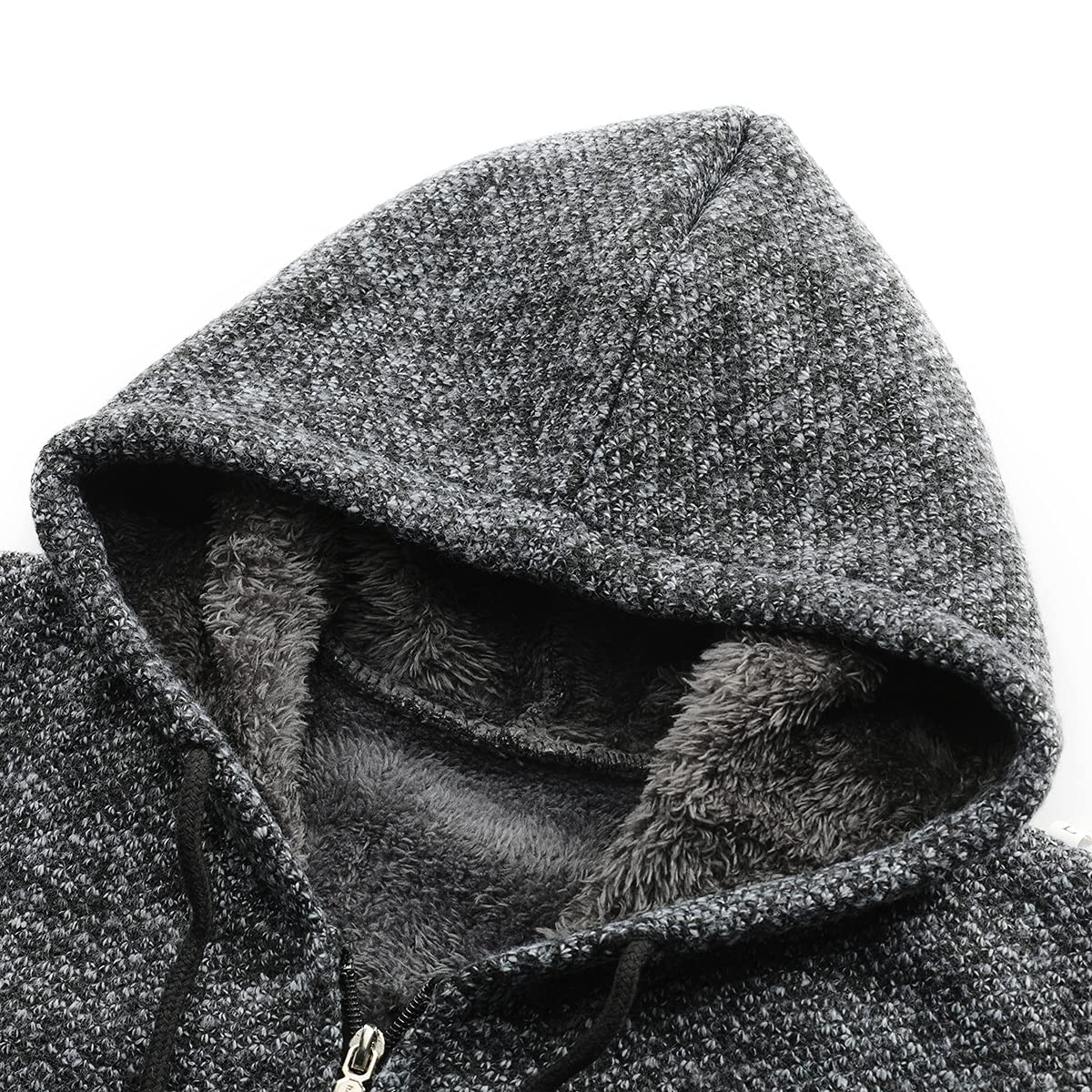 Allthemen Cardigan da Uomo con Cappuccio e Cerniera Color Block in Pile Sweater Casual a Manica Lunga Spesso per Autunno Inverno