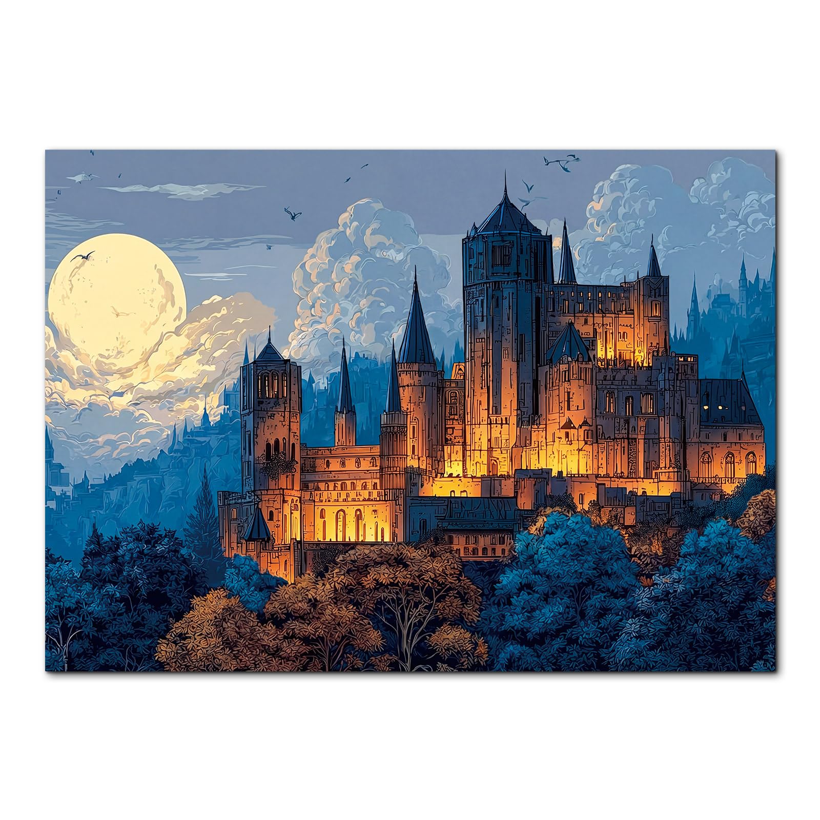 Blumuze Jigsaw Puzzle for Adults 1000 Piece,70 x 50 cm Jigsaws 1000 pieces for Adults for Decoration,1000 piece Puzzle Gifts for Friend Family on her Birthday (Moonlit Castle)