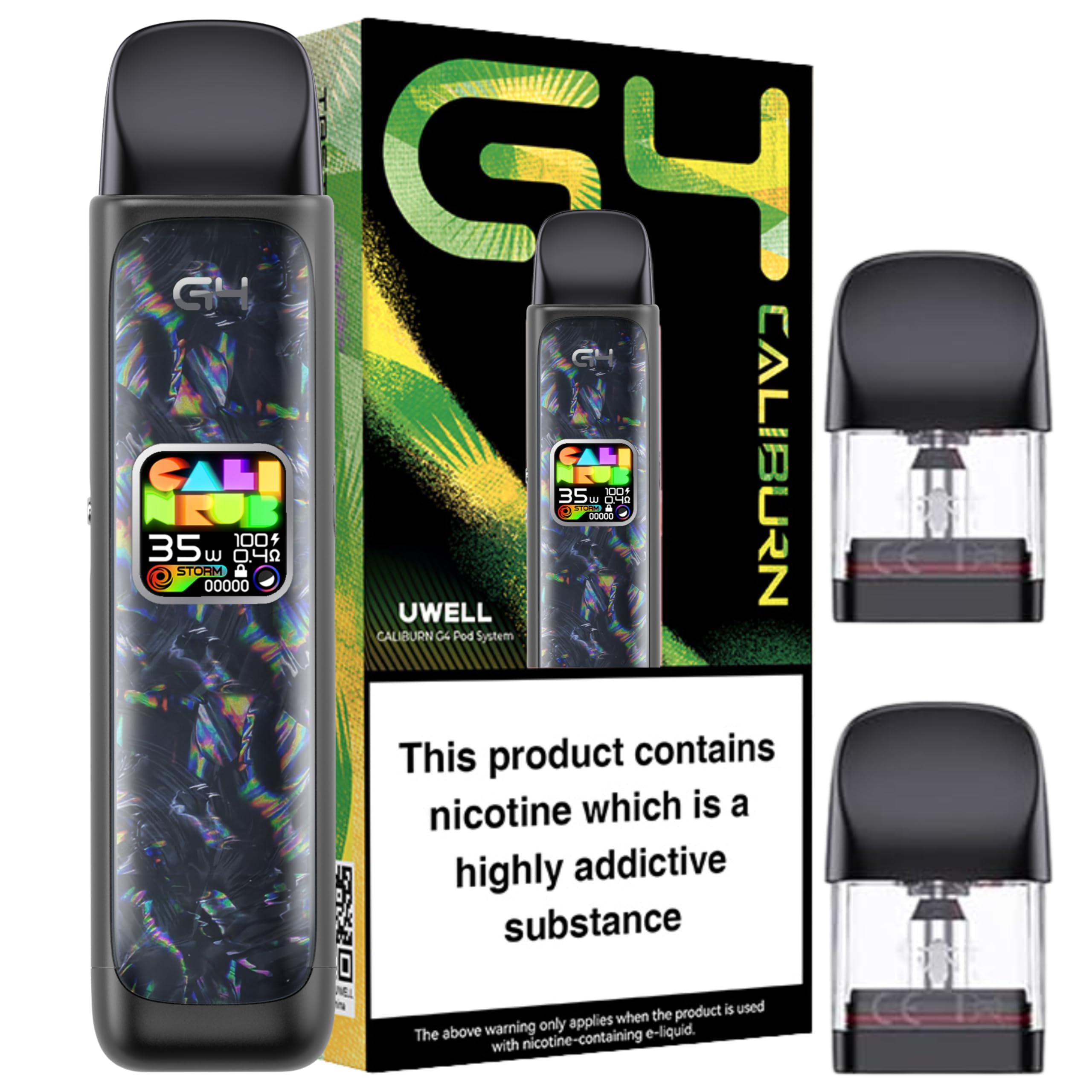 Uwell Caliburn G4 Vape Pod Kit - 40 Min Fast Charge 35W /1300mAH Output,  Compatible with Uwell Caliburn G3, G4 and GPP Pods. No Nicotine, No Eliquid  ! (Polar Black): Amazon.co.uk: Electronics