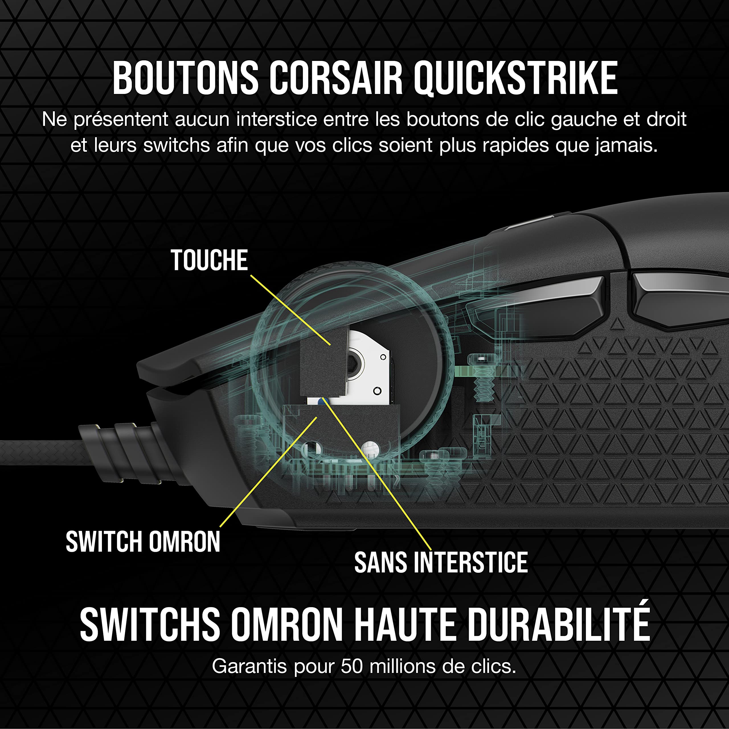 Corsair KATAR Pro XT Souris Gaming Ultralégère – 18 000 DPI – Noir | Forme Symétrique, Adaptée à Tous Les Styles de Prise en Main, Corsair QUICKSTRIKE Boutons Ressort