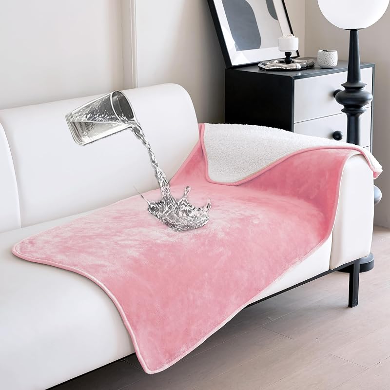 Manta impermeável para cama de cães e gatos, dupla face em flanela e Sherpa gogobunny, Pink, 76,2 x 177,8 cm