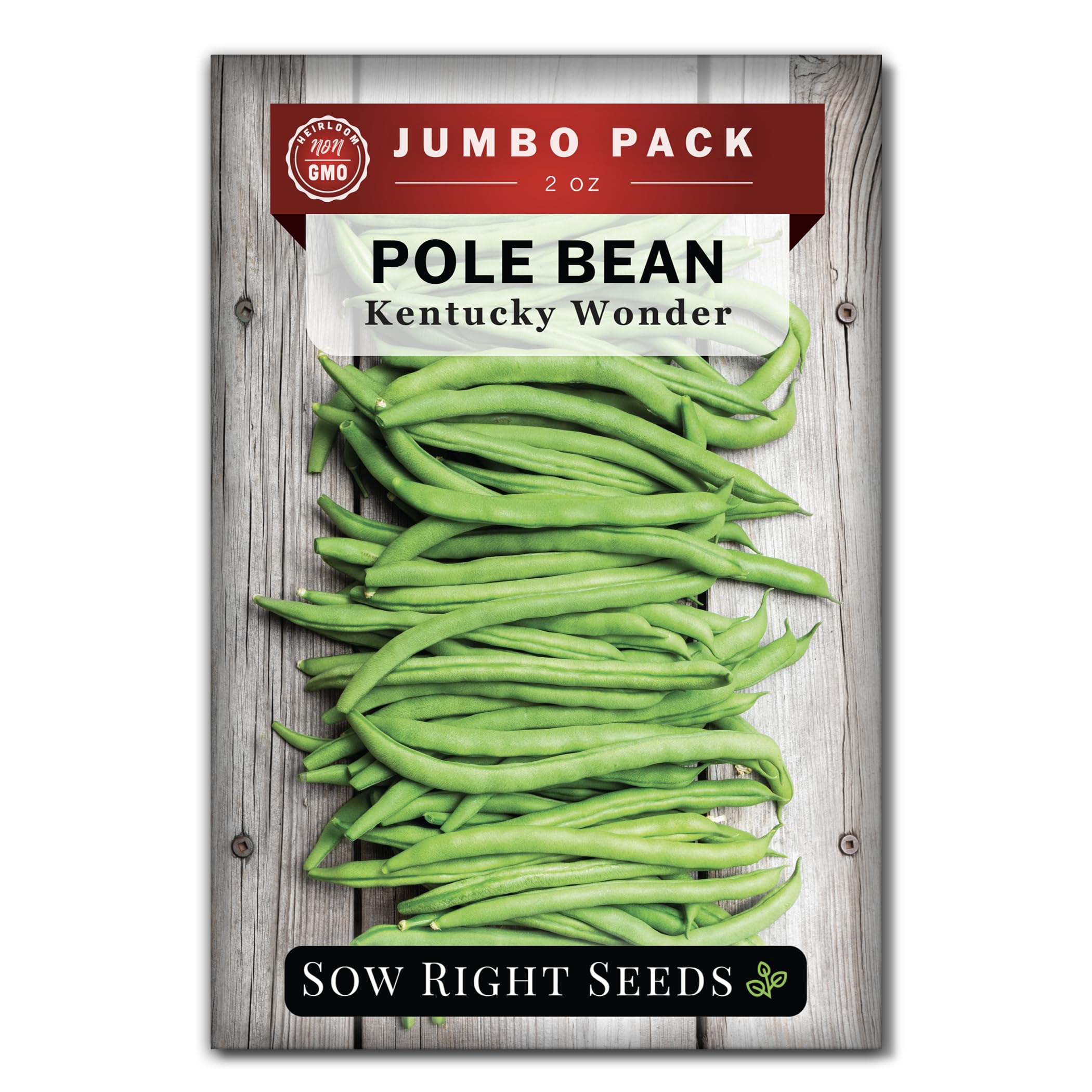 Sow Right Seeds - Bulk Kentucky Wonder Pole Bean Seeds for Planting - 2 Ounce, 170 Seeds - Non-GMO Heirloom Jumbo Pack with Instructions to Plant a Home Vegetable Garden - Bountiful Harvest of Beans