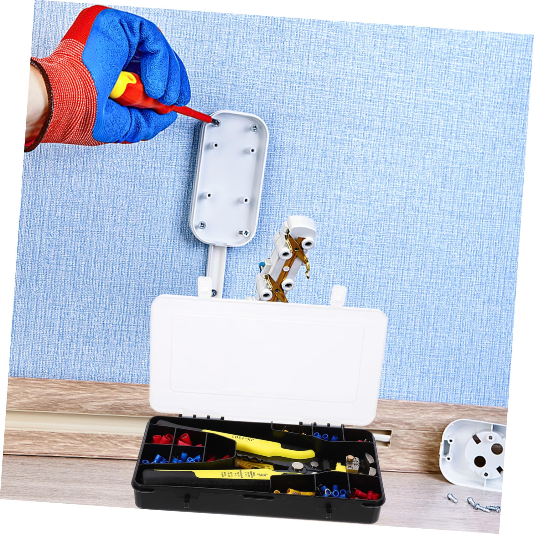 Juego de crimpadora para terminales eléctricos con 271 piezas, incluye alicates de corte y pelacables, adecuado para eléctricas y proyectos de bricolaje