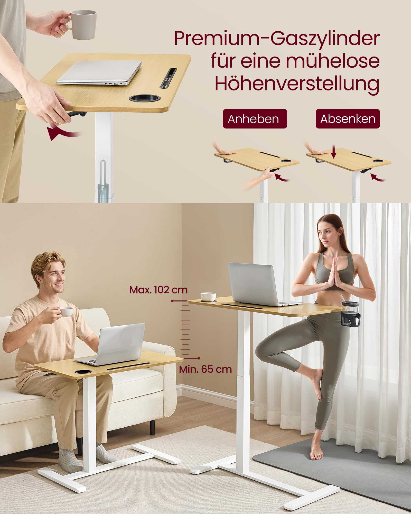 HUGO Millenium Beton - BIJZETTAFEL 2in1 OP WIELEN/POTEN - MOBIELE