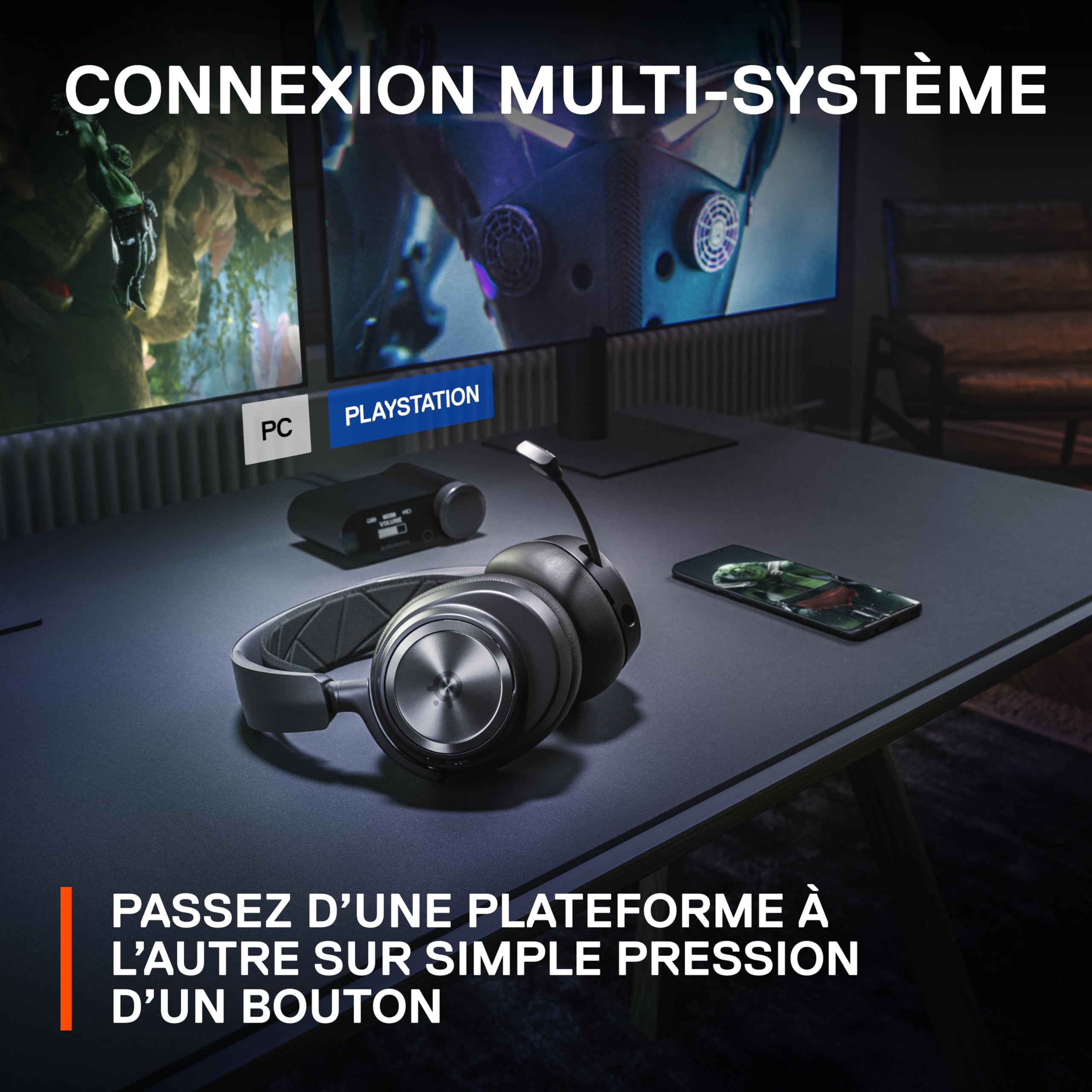 SteelSeries Arctis Nova Pro Wireless - Casque gaming multi-système - Haut-parleurs magnétiques en néodyme - ANC - Autonomie illimitée - Micro ClearCast Gen 2 - PC, PS5, PS4, Switch, Mobile