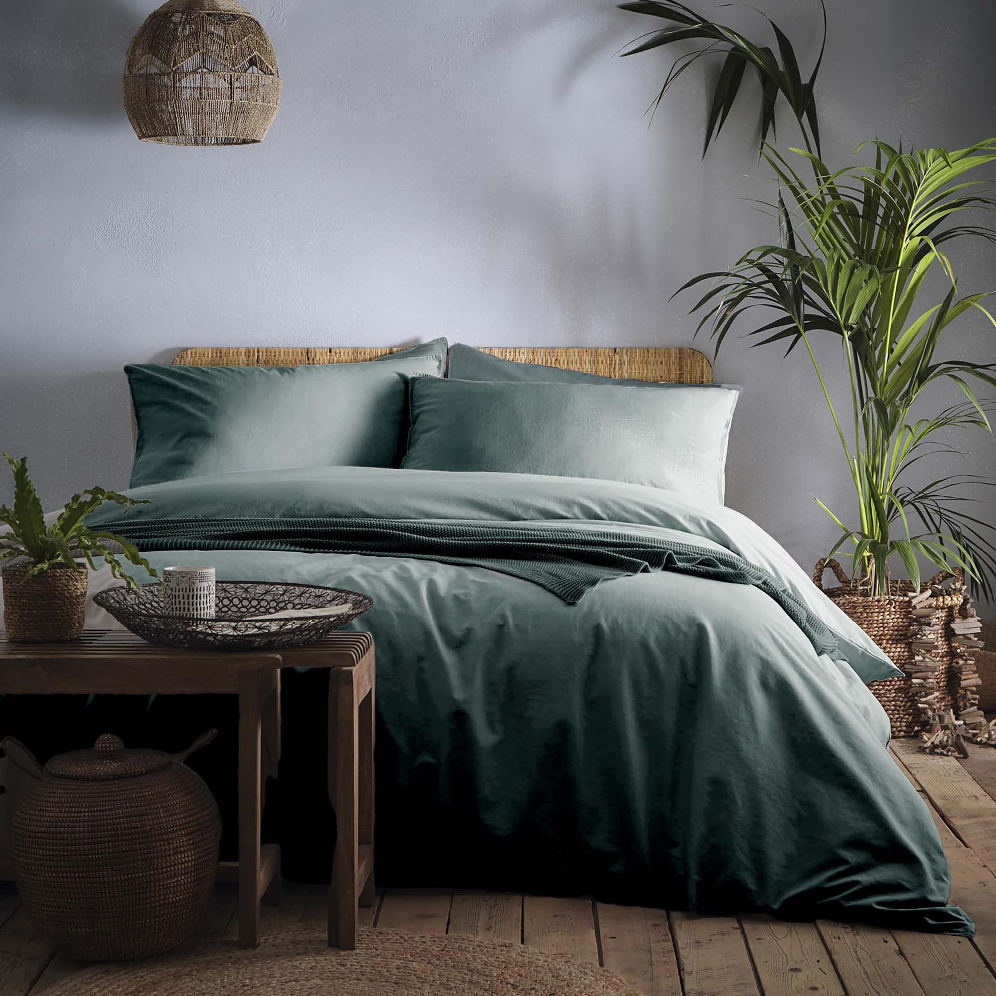 Appletree Loft Cassia Teal Duvet Cover Set Super King – Minimalist Bedding – Breathable Cotton – Includes 1 Duvet Cover (260 x 220cm) & 2 Pillowcases – Teal Cassia Bedroom Set