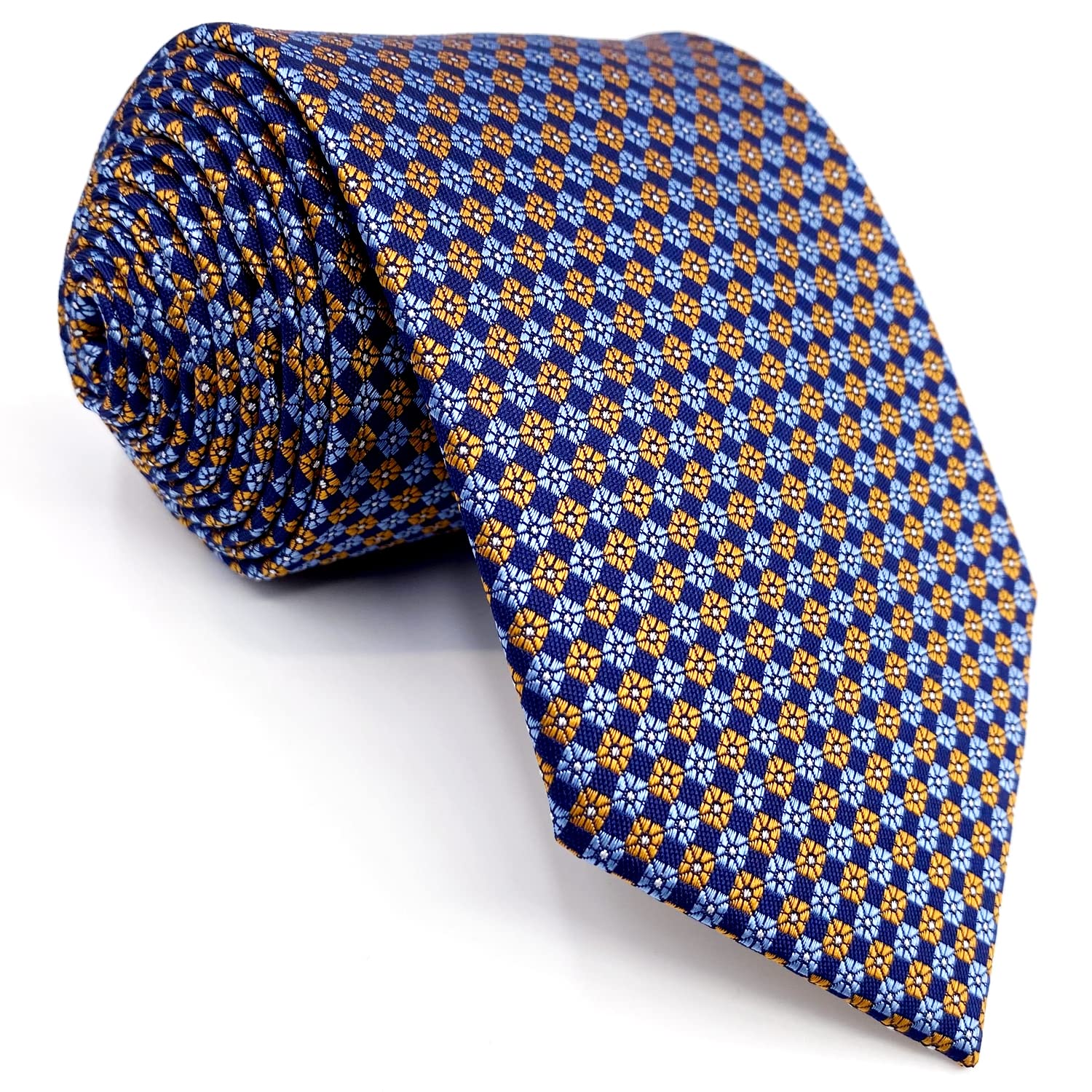 S&W SHLAX&WINGTies for Men Blue Royal Blue Orange Business Wedding Necktie Set