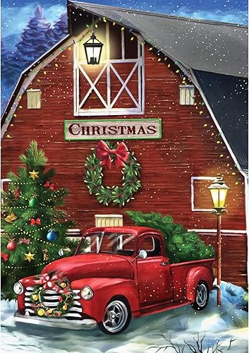 CEOVR Kit de pintura de diamantes de Navidad, kit de arte de diamantes de invierno nevado para adultos, pintura 5D de casa roja con diamante, arte