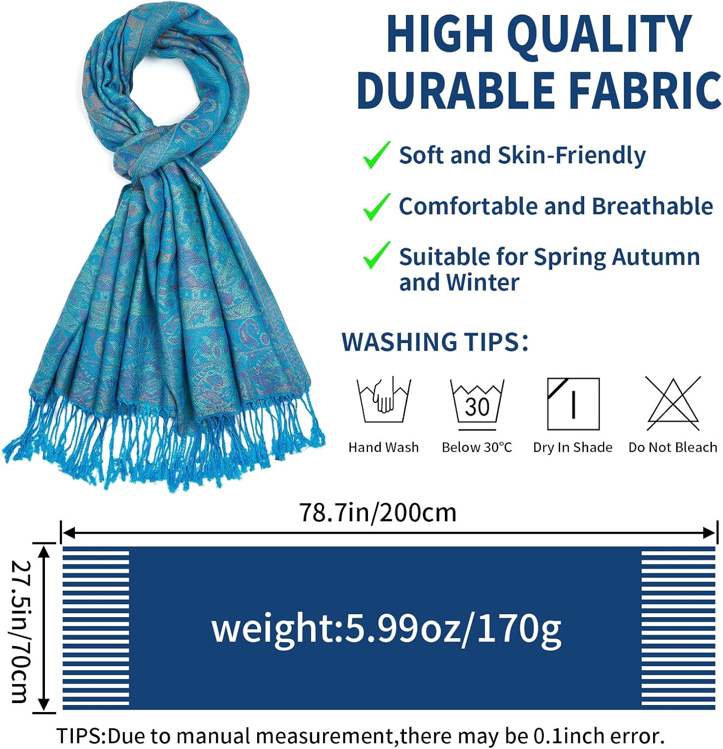 Paisley Pashmina Shawls and Wraps for Women Reversible Jacquard Festival Rave Pashmina Scarves with Fringe Vintage - Image 3