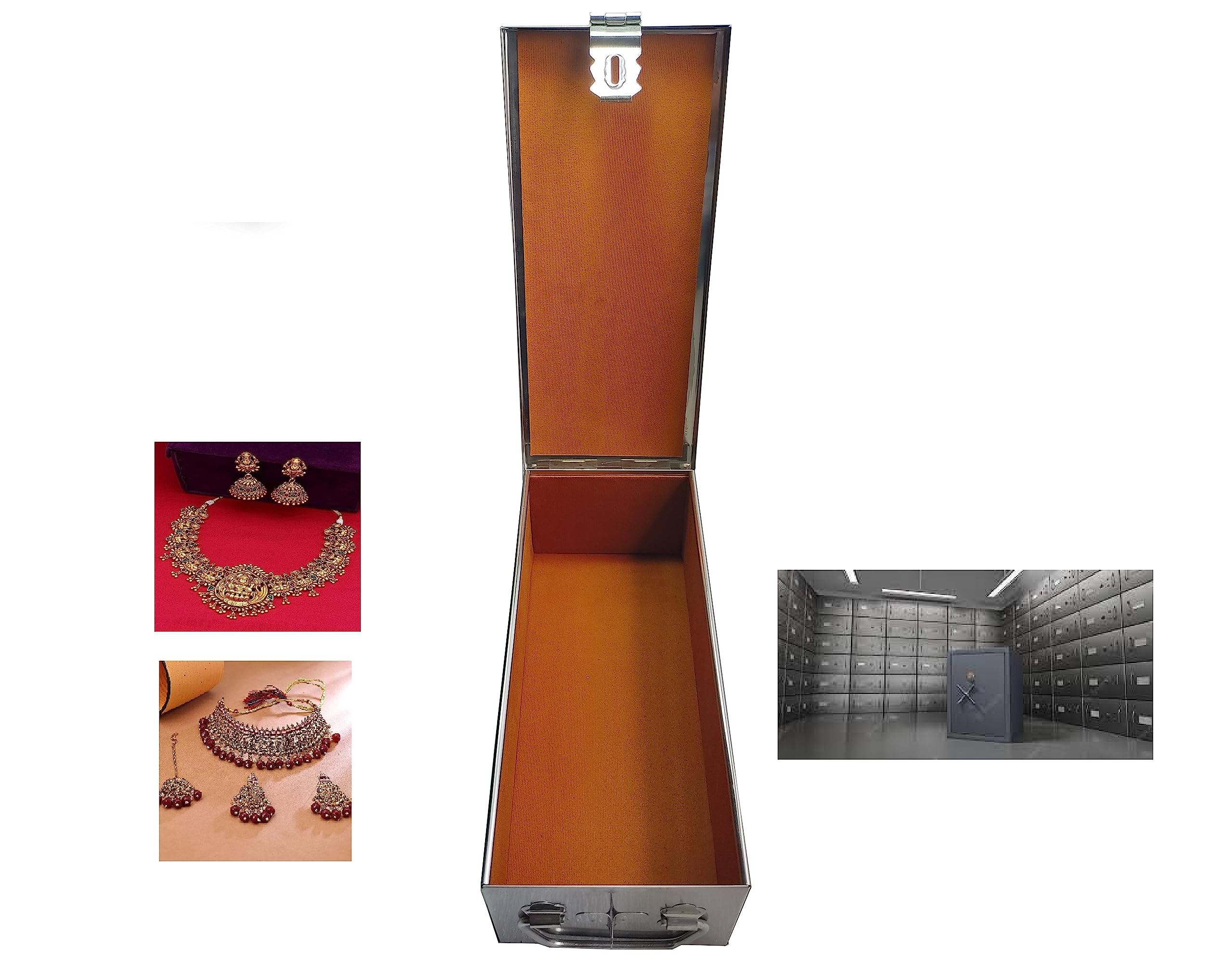 Jewellery Ornaments Storage And Cash Container Box with Cushion - with Velvet Lining Browen color Size-10 Inch (Plain Brown velvet)-image-19