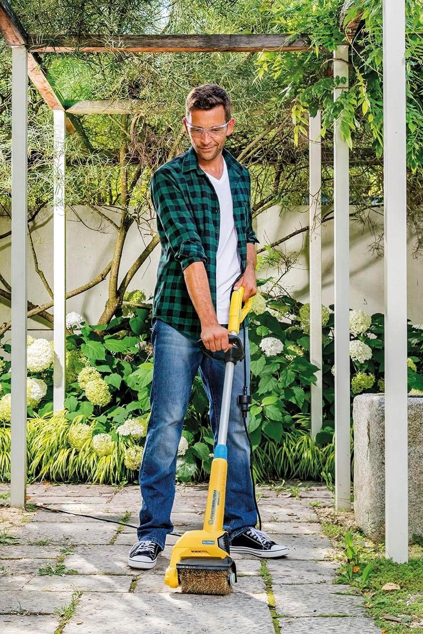 GLORIA Steinbürste PRO | Drahtbürste für Pflastersteine & Steinplatten | Zubehör für MultiBrush Reinigungsbürste | Moosentferner | Terrassenreiniger | Robuste Bürste zur Fugen- & Flächenreinigung