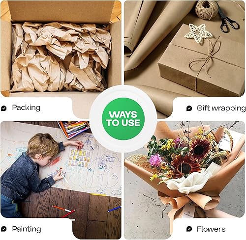 Vista 29 de Rollo de papel kraft marrón de 24 x 2160 pulgadas (180 pies), paquete de 4 – Papel de embalaje marrón hecho en Estados Unidos de 30 libras de grosor