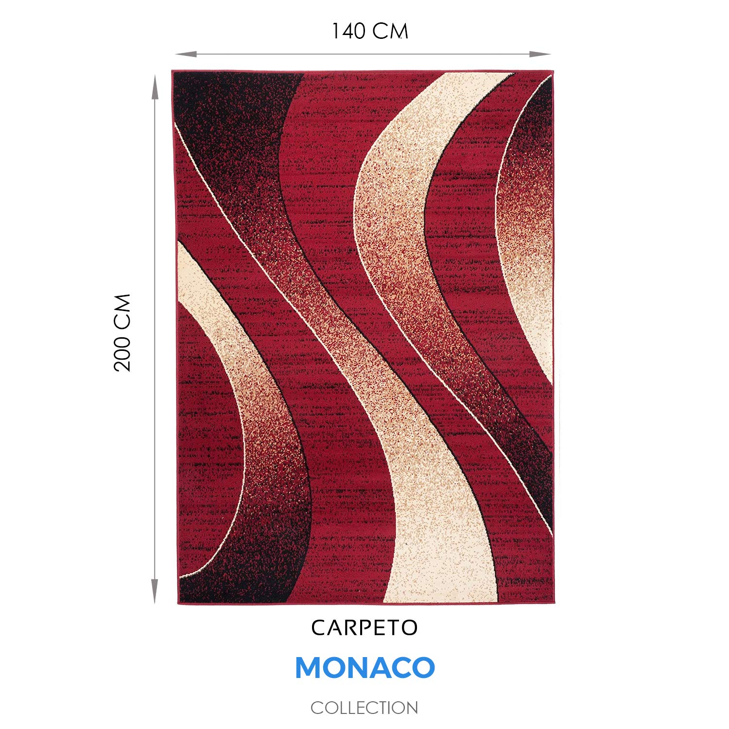 Carpeto Rugs Tappeto Salotto Moderno Pelo Corto - Tappeti Camera da Letto - Tappeti Moderni Soggiorno - Tappeti Salotto Grandi Dimensioni - Rosso - 140 x 200 cm