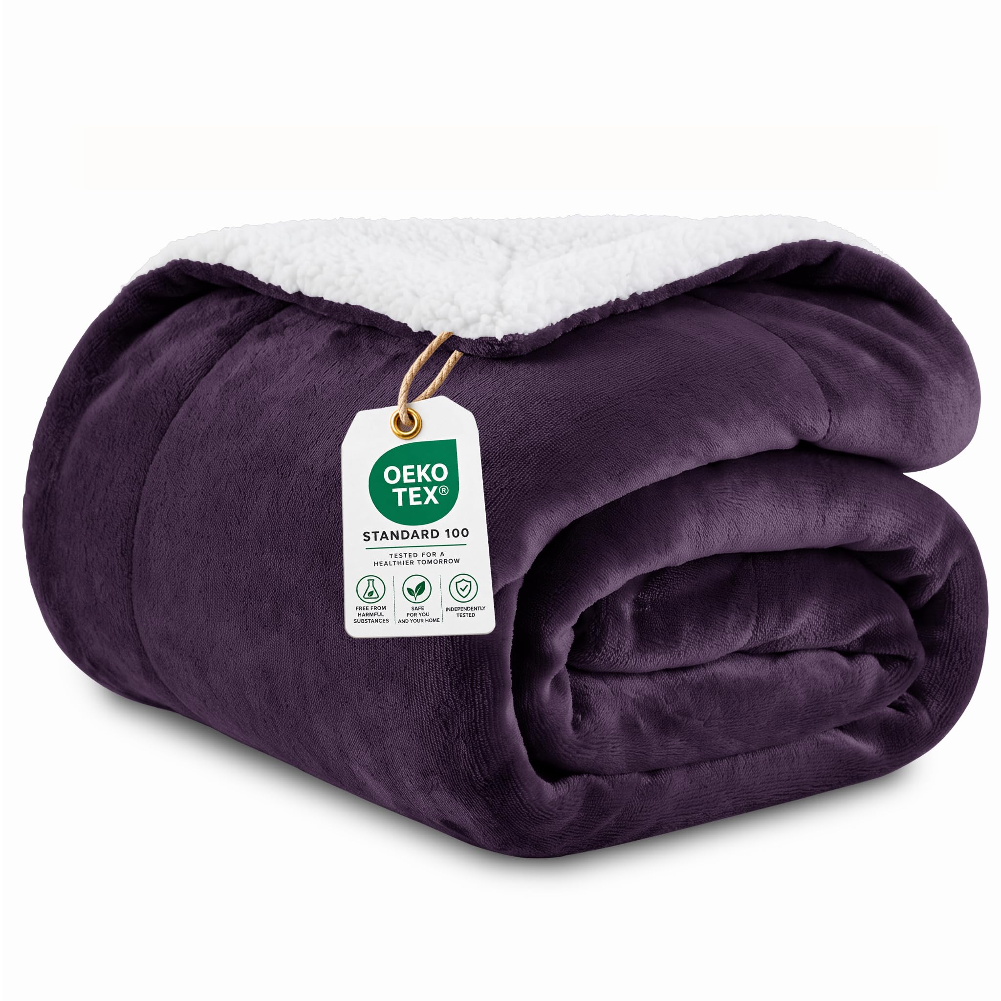 Oxford Homeware Sherpa Fleece Blanket Sofa Throw Purple Single 130x150 cm