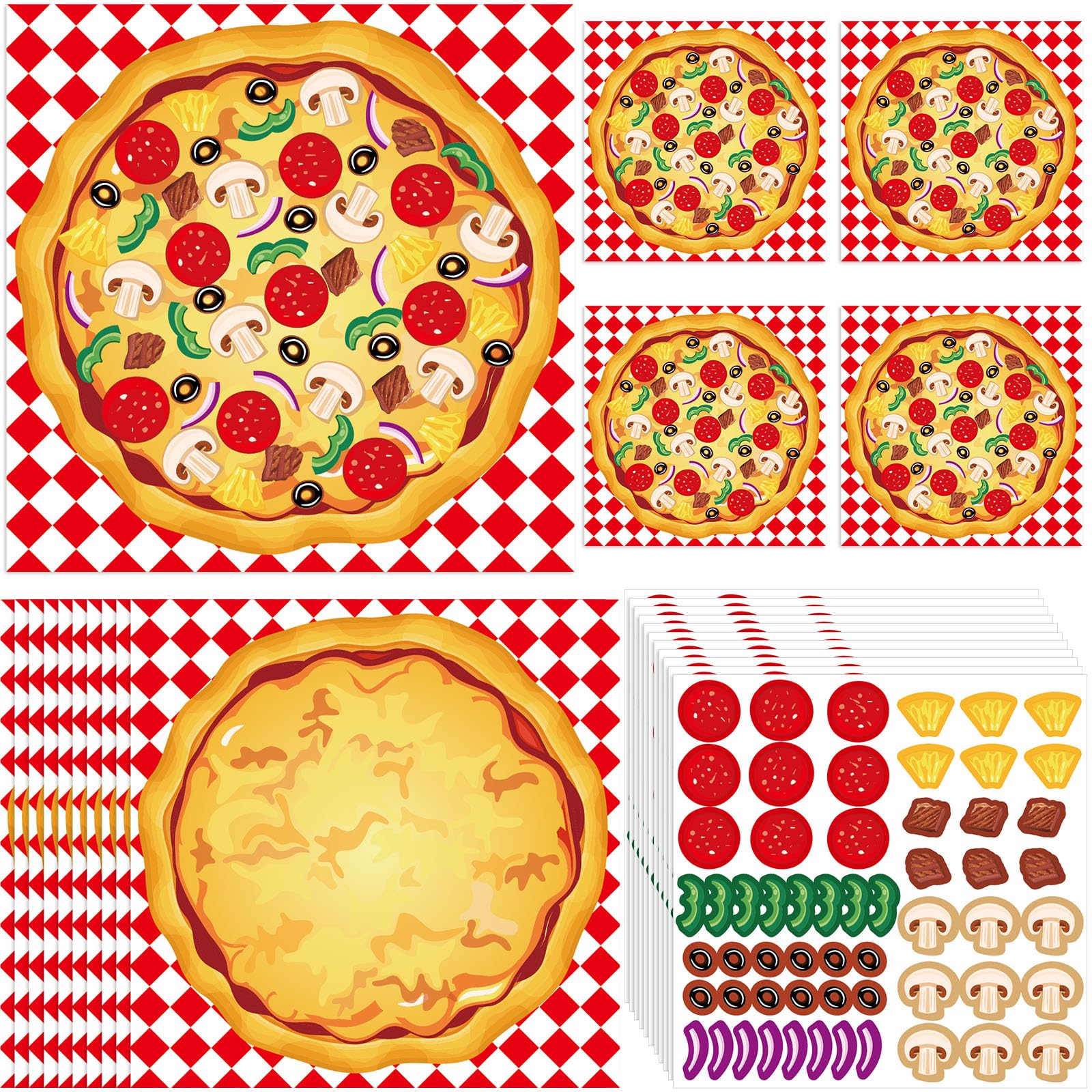 24 Set Make a Pizza Sticker Scene DIY Make Your Own Stickers Pizza Parties Cute Party Crafts Back to School Sticker Craft Bulk for Arts Party Birthday Games Family Night