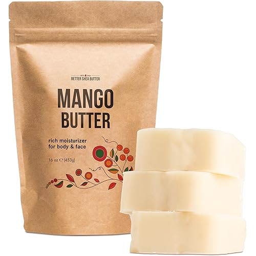 Better Shea Butter Mango Butter 100% Natural Skin Moisturizer, 1 LB Block